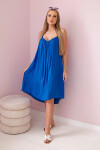 Viskózové šaty bez ramienok chrpovo modré UNI