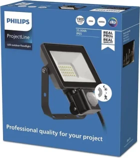 Philips ProjectLine 20W čierna / Vonkajšie svietidlo / 1900lm / 4000K / IP65 / PIR čidlo (911401863484)