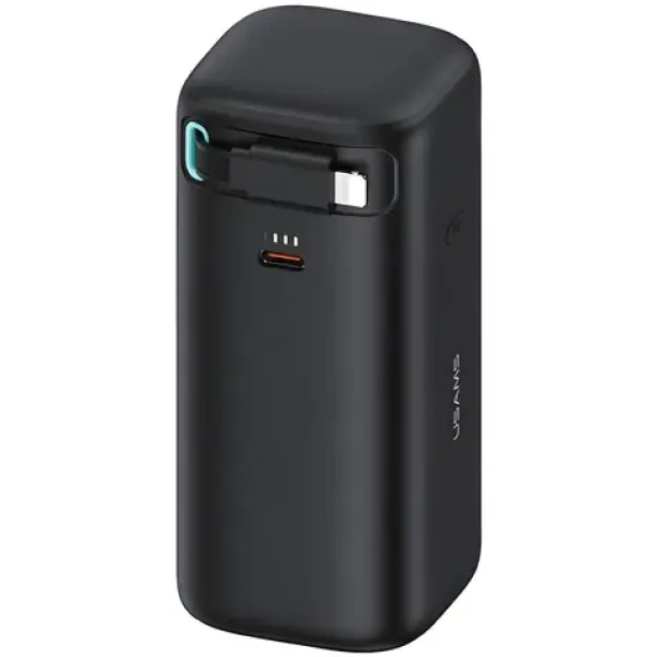USAMS XMF Series Powerbanka výsuvný kábel Lightning čierna / Power Bank / 18000 mAh / PD 45W / USB-C + Lightning (20KCD21701)