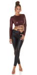 Sexy Koucla Wetlook Long-sleeved Crop Top BORDEAUX Einheitsgroesse