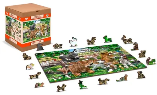 Wooden City Drevené puzzle Škôlka na farme 2v1