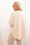 Dámska blúzka v nadmernej veľkosti s bavlnou, vreckom a vyhrnutými rukávmi béžová UNI