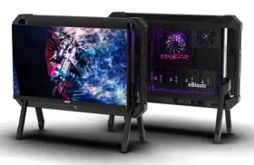 EBlaztr PC skriňa čierna matná / Skriňa PC / Mini-ITX / SFX zdroj / VESA 100x100 / prenosná (eBl-Bla-Sta-01)