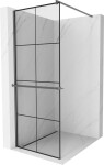 MEXEN/S - Kioto+ Sprchová zástena WALK-IN s poličkou a držiakom uterákov 70 x 200, čierny vzor, grafit metal 800-070-121-95-77