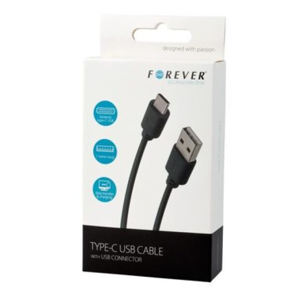 Forever Dátový kábel TFO USB 2.0 C-TYPE čierna 1m (DATMICROTFO-CBK)