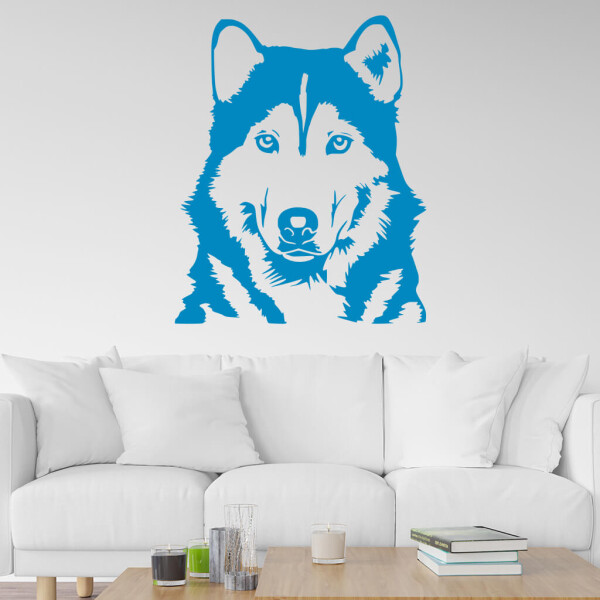 Veselá Stena Samolepka Husky Farba: modrá, Veľkosť: 40 x 32 cm