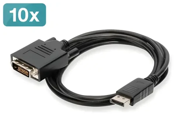 Digitus DisplayPort - DVI-D kábel / Redukcia / 2 m / Dual Link / Full HD 1080p / sada 10 ks (AK-990900-020-S)