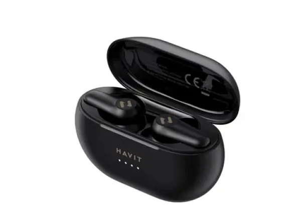 Havit TW915E čierna / Bezdrôtové slúchadlá do uší / mikrofón / Bluetooth 5.2 / nabíjacie púzdro / až 8 h (TW915Eblack)