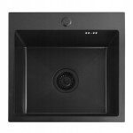 REA - Oceľový drez Leo 40 Black s kuchynskou batériou KPL-96002