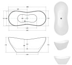 BESCO - Voľne stojaca vaňa VIYA biela - Rozmer vane - 170 × 72 cm VANAND17W