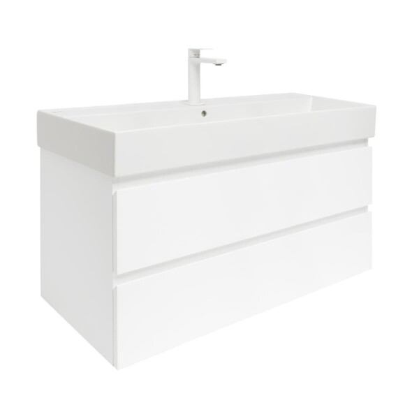 Kúpeľňová skrinka s umývadlom SAT B-Way 99x50x45 cm biela lesk BWAY2100WU2BBI BWAY2100WU2BBI