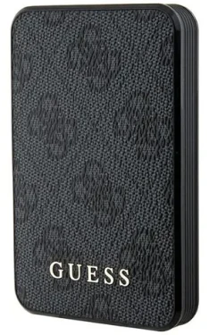 Guess PU 4G Leather Metal Logo čierna / Powerbanka / 5000mAh / 15W (GUPB5LP4GEGK)