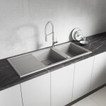 Laveo - Pola - stojančeková drezová batéria U, chróm/ sivá BAP_978D