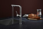 KFA KFA - DUERO DESIGN drezová batéria s otočnou vyťahovacou sprchou a prepínaním, INOX 6623-220-22