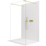 CERANO - Sprchová zástena Walk-in Onyx Duo Ľ/P - 8 mm - hranatá vzpera - zlatá, transparentné sklo - 140x200 CER-8050BD1795