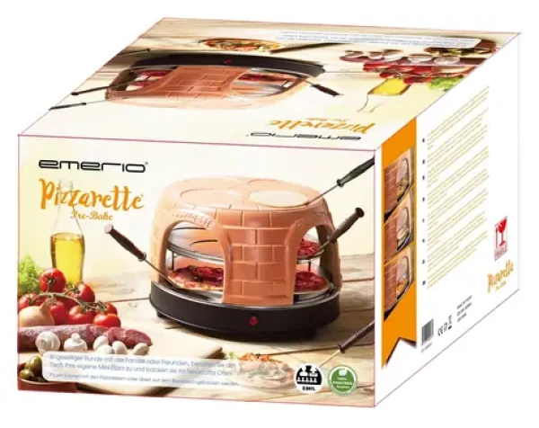 Emerio PO-116124.1 čierno-terakotová / Pec na pizza / pre 8 osôb / 1500 W / priezor / 2 pizze naraz (PO-116124.1)