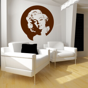 Veselá Stena Samolepka Portrét Marilyn Monroe Farba: hnědá, Veľkosť: 60 x 64 cm