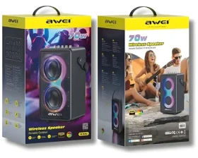 AWEI KA15 čierna / Prenosný reproduktor / Bluetooth 5.3 / 70 W / LED podsvietenie / USB-C (KA15)