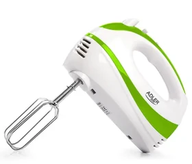 Adler AD 4205g bielo-zelená / ručný šľahač / 300W / 5 rýchlostí / Turbo / šľahanie / hnetenie (AD 4205g)