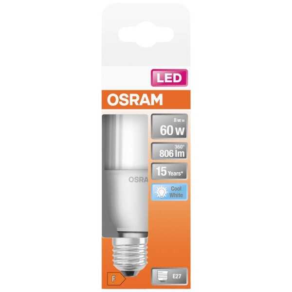 OSRAM 4058075428508 LED En.trieda 2021 F (A - G) E27 valcovitý tvar 8 W = 60 W chladná biela (Ø x d) 40.4 mm x 114 mm 1 ks; 4058075428508