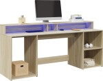 VidaXL Biurko z podświetleniem LED, dub sonoma, 200x55x91 cm