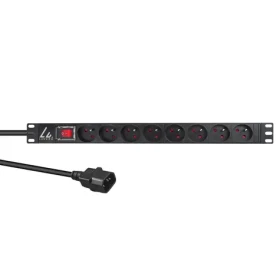 Lanview Rozvodný panel pre rack 19" / Rozvodný panel / 1U / 8x Schuko / 16 A / 2 m (LVR-2MSCH-SW-C13-8)