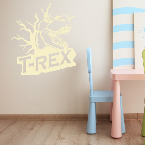 Veselá Stena Samolepka Dinosaurus T-REX Farba: béžová, Veľkosť: 100 x 109 cm