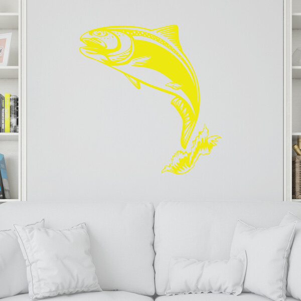 Veselá Stena Samolepka Pstruh Farba: žlutá, Veľkosť: 60 x 64 cm