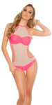 Sexy push up neckholder Monokini with mesh pink 36