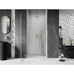 MEXEN/S - Lunar-B sprchové dvere krídlové ľavé 65, transparent, zlatá kartáčovaná 832-065-000-55-00-L