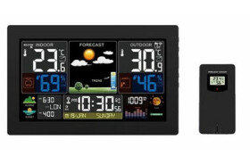 Solight TE81XL čierna / meteostanica / extra veľký farebný LCD / teplota / vlhkosť / tlak / USB napájanie (8592718030643)