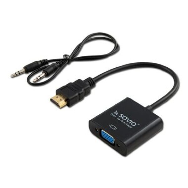 SAVIO HDMI - VGAamp; 3.5 mm jack adaptér MF čierna (KBASAVADA0010)