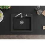 MEXEN MEXEN - Elix granitový drez 1-miska 600 x 500 mm, čierna/zlatá metalik, sifón chróm 6525601005-75
