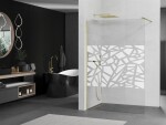 MEXEN/S - Kioto Sprchová zástena WALK-IN 70 x 200, biely vzor 8 mm, zlatá kartáčovaná 800-070-101-55-85