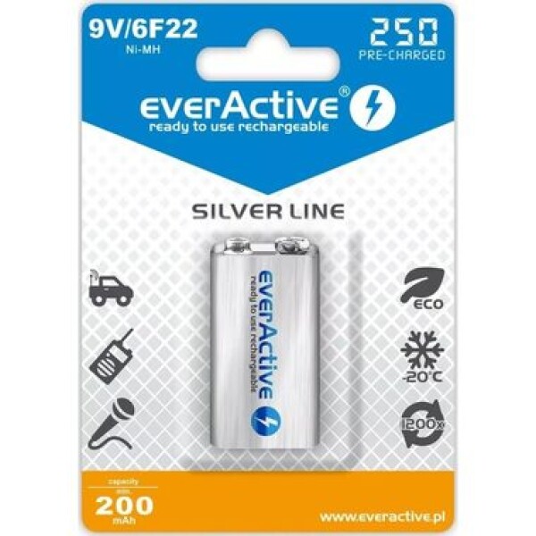 EverActive Silver Line nabíjacia batéria 9V (6F22) 250 mAh 1ks / Ni-MH (EVHRL22-250)