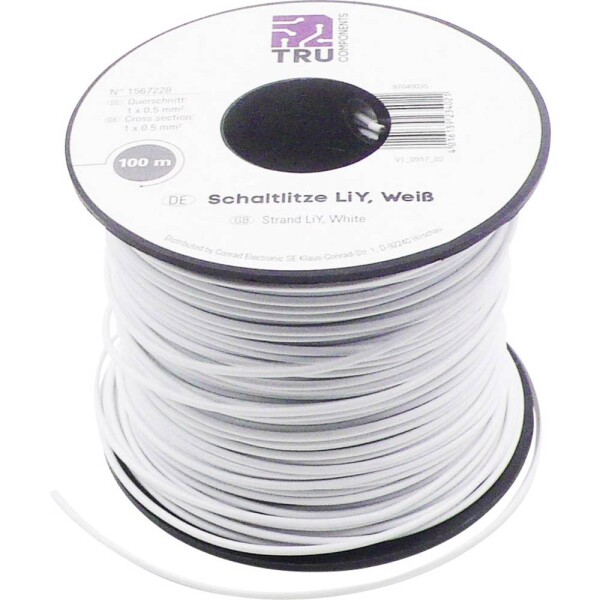 TRU COMPONENTS 1567228 opletenie / lanko, LiY, 1 x 0.50 mm², biela, 100 m; 1567228