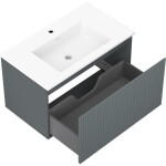 MEXEN/S - Rivel kúpeľňová skrinka 80 cm s umývadlom Otis, 1 šuplík, reliéf, grafit mat/biela mat 91A20-08047-1-BF66-W18M01