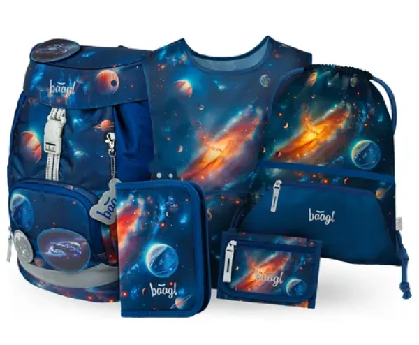 BAAGL SET 5 AIRY Vesmír: batoh, peračník, sáčok, zástera, peňaženka (A-34849)