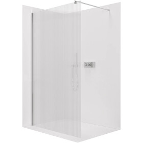 CERANO - Sprchová zástena Walk-in Onyx Round Ľ/P - 8 mm - okrúhla vzpera - chróm, ryhované sklo - 120x200 CER-8050BD318