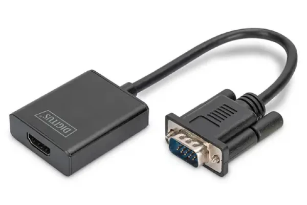 Digitus DA-70473 čierna / Prevodník VGA / audio na HDMI / Full HD 1080p / 60Hz / 3,5 mm audio / 15 cm (DA-70473)