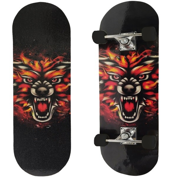 MalPlay DREVENÝ SKATEBOARD LEV PRE DETI ABEC-5 KOLIESKA 50mm DĹŽKA 77 cm