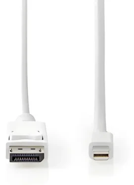 Nedis DisplayPort 1.4 biela / Kábel Mini DisplayPort - DisplayPort / 48 Gbps / Poniklované konektory / 2 m (CCGB37404WT20)
