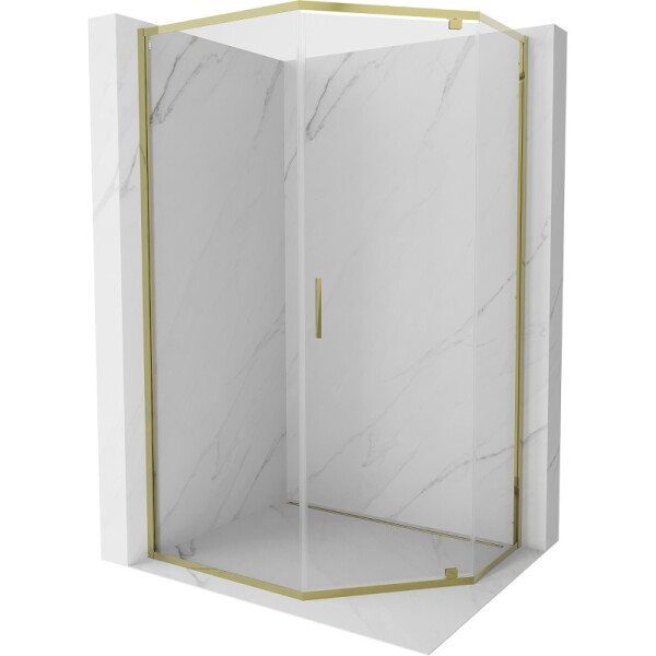 MEXEN - Exo sprchovací kút päťboký krídlový 100 x 90, transparent, zlato 812-100-090-50-00