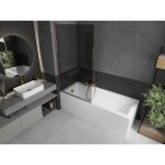 MEXEN/S - Next L vaňová zástena FIX 90 x 150, grafit, ružové zlato 895-090-000-03-40-60