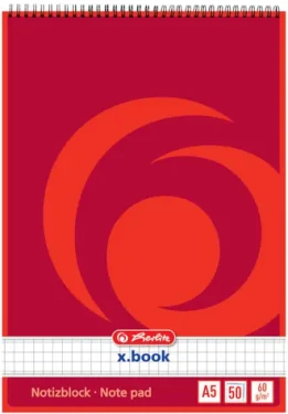 Herlitz Poznámkový blok A5 / štvorčekový / červená / 50 listov (110536)