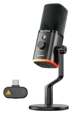 Maono PD100W čierna / Dynamický mikrofón / USB-C / 2,4 GHz / 50 - 16000 Hz / RGB (PD100W Black)