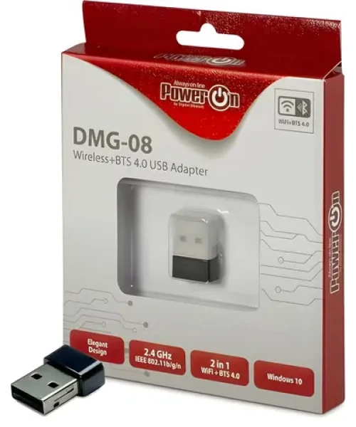 Inter-tech DMG-08 / WiFi / Bluetooth adaptér / USB 2.0 / Wi-Fi 4 802.11n / 150 Mbps / 2,4 GHz (88888150)