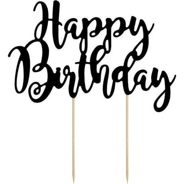 PartyDeco špachtľové ozdoby na tortu čierna Happy Birthday KPT11-010 torta-dekorácie - PartyDeco - PartyDeco