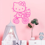 Veselá Stena Samolepka Mačička Hello Kitty Farba: modrá, Veľkosť: 60 x 49 cm
