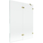 MEXEN/S - Lunar vaňová zástena 2-krídlová pravá 130 x 150, transparent, zlatá 897-130-100-50-00-P